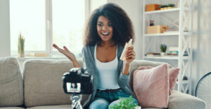 Creator recording product demo for social media audience.