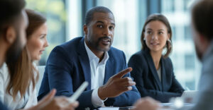 B2B sales team discussing a deal during a fast-moving buying process