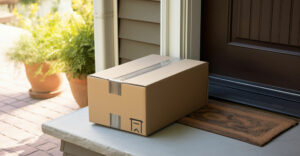 e-commerce package delivery to a residential porch