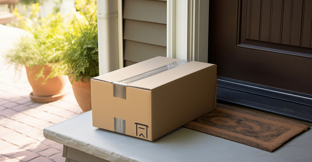 e-commerce package delivery to a residential porch