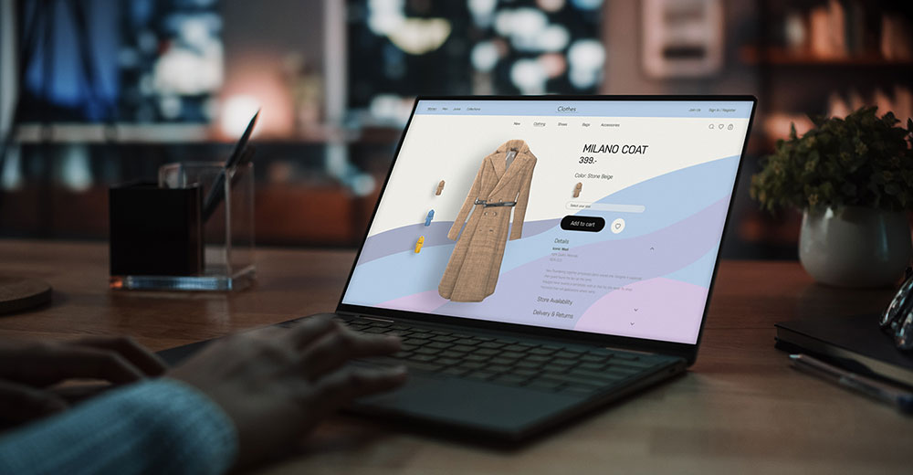 Laptop showing a product detail page as retailers update PDP content to improve AI-driven product discovery and shopper trust.